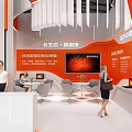 Modern Exhibition Booth With Orange White Design Structure Furniture And Display Screens