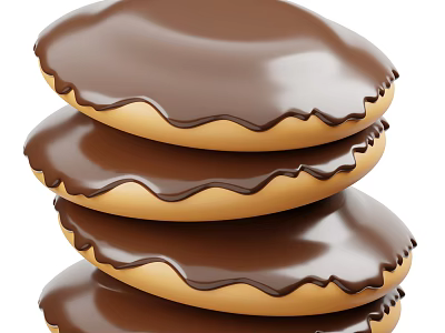 Delicious Stacked Chocolate Coated Cookies With Smooth Glaze And Golden Edges 3d model