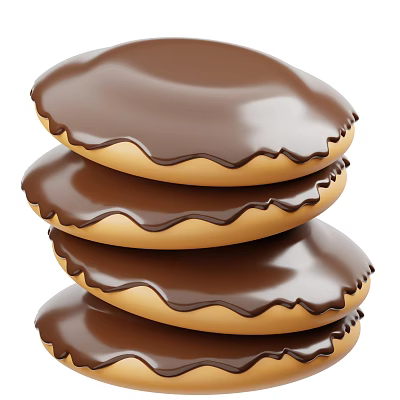 Delicious Stacked Chocolate Coated Cookies With Smooth Glaze And Golden Edges 3d model