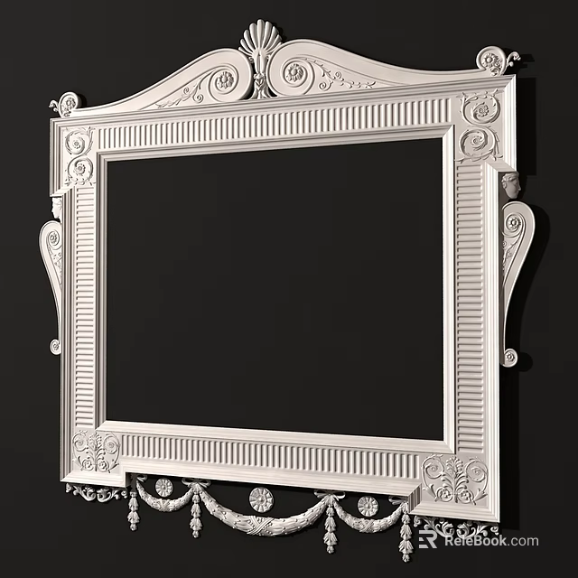 Ornate Baroque Picture Frame Featuring Intricate Carvings And Elegant Edge Decorations 3d model 