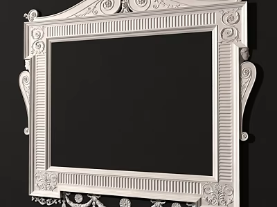 Ornate Baroque Picture Frame Featuring Intricate Carvings And Elegant Edge Decorations 3d model