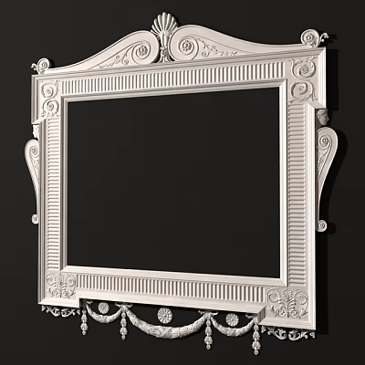 Ornate Baroque Picture Frame Featuring Intricate Carvings And Elegant Edge Decorations 3d model