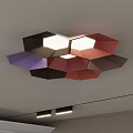 Modern Hexagonal Ceiling Light With Multicolored Panels And Soft Illumination 3d model