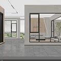 Modern Furniture Showroom With Open Space Glass Windows And Indoor Plants