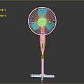 White And Blue Standing Electric Fan With Adjustable Height And Stable Base