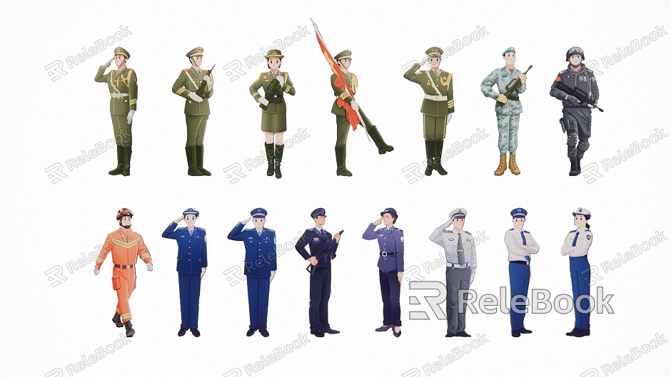 2D Military Police Warrior Figure model