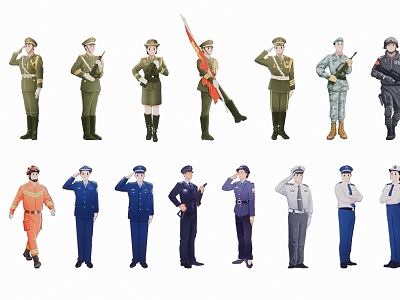 2D Military Police Warrior Figure model