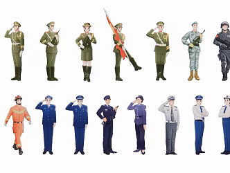 2D Military Police Warrior Figure 3d model