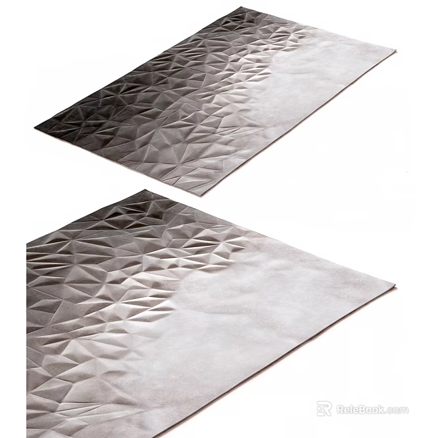 Modern Square Rug With 3D Geometric Textured Design For Home Decor 3d model