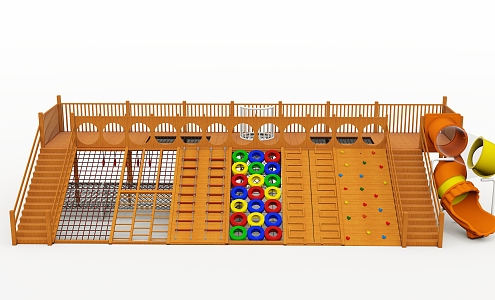 Amusement equipment wooden platform climbing toy amusement 3d model