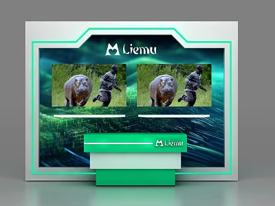 Liemu Display Shelf Featuring Dual Screens With Animal And Person In Natural Scene 3d model