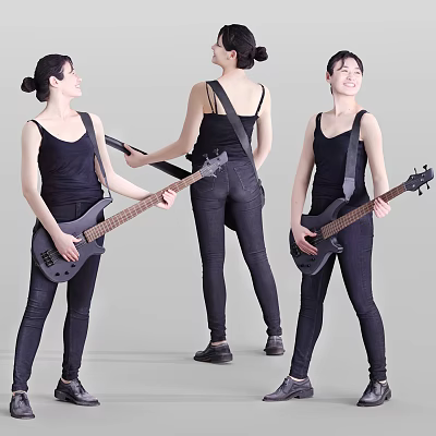 modern woman piano lady figure 3d model