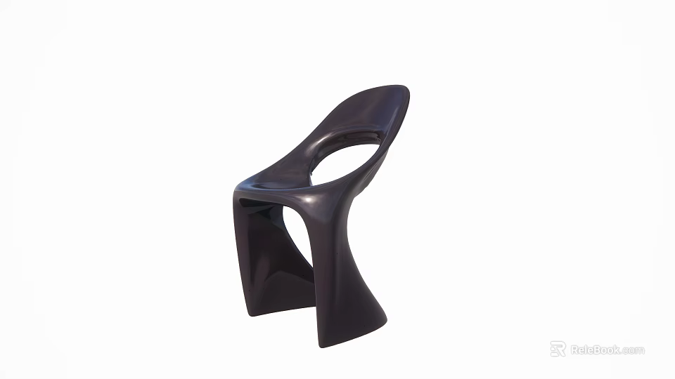 Modern Minimalist Single Chair With Curved Silhouette And Hollow Back Design For Home Decor 3d model 
