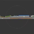 Cartoon Style 3D Building Complex Layout With Parking Lots Green Spaces And Roads