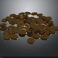 Shiny Exquisite Gold Coin Sculpture Carving Pieces Stacked On Dark Surface