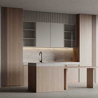 Island table in kitchen cabinet 3d model