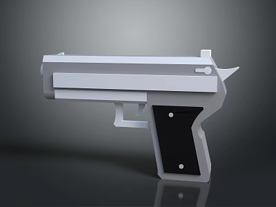 Minimalist 3D Rendered Pistol Model In White And Black Design 3d model