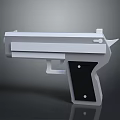 Minimalist 3D Rendered Pistol Model In White And Black Design