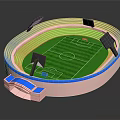 Fitness Sports Stadium Featuring Green Football Field Blue Red Running Track and Seats Lighting Equipment