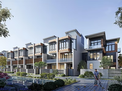 Modern Townhouse Exterior Design With Multi Storey Balconies Windows And Landscaped Gardens For Comfortable Living 3d model