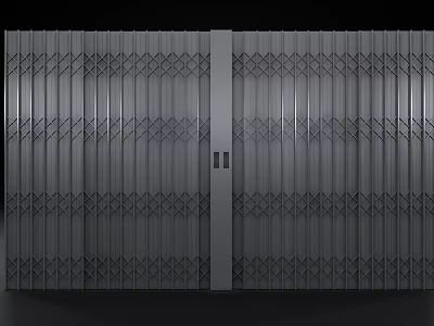 Modern Gray Metal Folding Gate With Diamond Pattern Exterior Design Structure 3d model