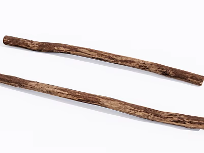 Two Long Natural Stone Wood Branches With Raw Texture And Organic Design 3d model