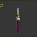 Decorative Tower Structure With Red Stripes White Columns Blue Top And Golden Spire