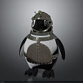 Steampunk Penguin Character With Metallic Armor And Mechanical Goggles