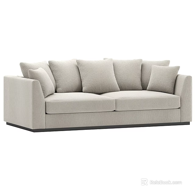 Modern Light Beige Two Seater Sofa With Plush Cushions And Dark Base 3d model