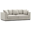 Modern Light Beige Two Seater Sofa With Plush Cushions And Dark Base 3d model