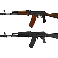 Two Different Colored Assault Rifles With Wooden And Black Stocks Design