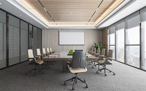 Modern Conference Room Conference Table and Chair Combination Conference Desk Office Desk Negotiation Table and Chair Decorative Cabinet Office Chair 3d model