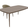 Konyshev Fabric Solid Wood Dining Table and Chair 3d model