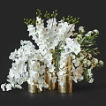 Beautiful White Orchid Flowers in Golden Vases for Elegant Home Decor