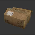 Brown Cardboard Box With Open Lid Label With Barcode And Recycling Symbols