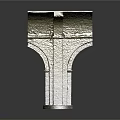 Rustic Metal Architectural Structure With Geometric Arched Design And Textured Surface