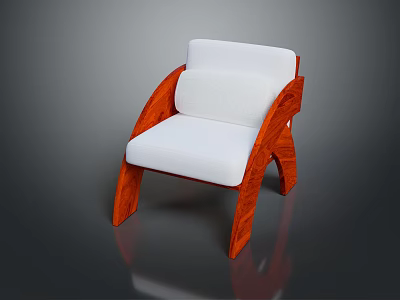 Single Sofa With Wooden Frame And White Cushion Modern Design 3d model