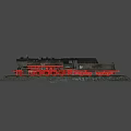 Vintage Black And Red Steam Train On Railway Track With Gravel Ground
