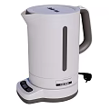 Modern White Electric Kettle Kitchen Appliance With Control Panel And Base For Home Use