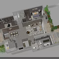 Aerial Planning of Residential Floor Plan With Rooms Furniture Balcony and Greenery Layout