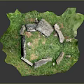 Creative Stone Structure Display With Standing Stones On Green Grass And Small Stones