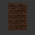 Brown Wooden Dresser With Textured Surface Multiple Drawers And Black Handles