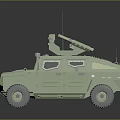 Green Armored Military Off Road Vehicle With Sturdy Design And Roof Mounted Equipment