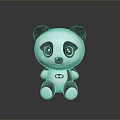 Cute Panda Character With Big Eyes Black And White Sitting Pose Shiny Base