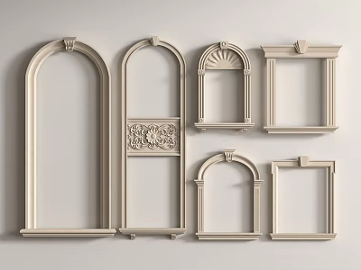 Various Decorative Frames With Arched Rectangular Designs And Carved Details 3d model