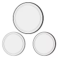 Three Modern Round Mirrors With LED Light Frames Mounted On Gray Wall 3d model
