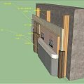 Sectional View of Building Components with Insulation Layers and Waterproofing Structures 3d model