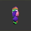 Vibrant Character With Purple Hair Carrying Pink Strawberry Creature On Back
