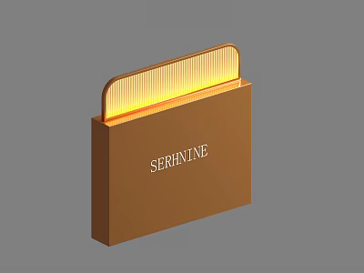 Brown Room Divider With Serenity Text And Illuminated Top Panel 3d model