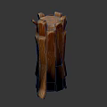 Rustic Wooden Tree Stump Shaped Stool With Natural Grain Texture For Home Decor